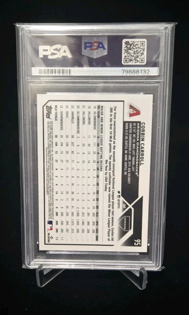 2023 Topps Chrome Corbin Carroll RC #95 Magenta Speckle /350 PSA 10 GEM MINT view 3