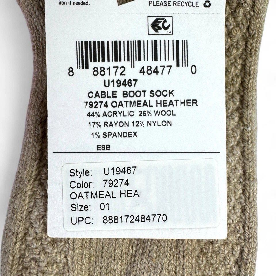 Calcetines de bota con cable HUE para mujer talla única avena brezo calcetines al tobillo Foto 3 de 4