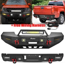 Off-Road For 2015-2022 Chevy Colorado Steel Front Rear Bumper Winch Plate + Wire