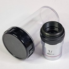 GS Gillet & Sibert 3x 160/- Microscope Objective With Canister Case, Excellent