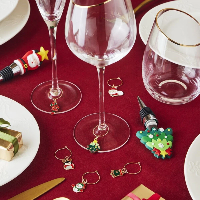 Set 7 Pezzi Tappo Bottiglia e Segnacalici Natale Tognana Albero Babbo Vino, fotografia 5 di 9