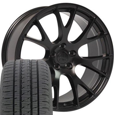 22'' Rims Tires Fit Dodge RAM Hellcat Satin Black Wheels BDA Tires