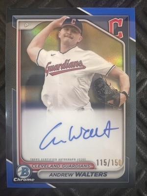 2024 Bowman Chrome Andrew Walters Blue Refractor on card  Auto #CPA-AW /150
