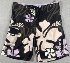 Hurley Board Shorts Mens 32 Waist Floral Hibiscus Surf Swim Trunks Pocket EUC