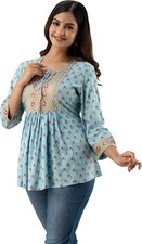 Women Casual Regular Fit Printed Kurta Top Designer Bollywood Tunic Kurti Dress