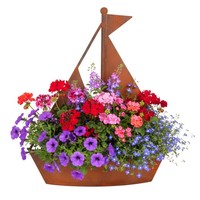Gartendeko Rost Pflanzengefäß Blumentopf Edelrost Deko Schiff Metalldekoration