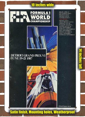 Metal Sign - 1987 Detroit Street Circuit Racing Program - 10x14 inches