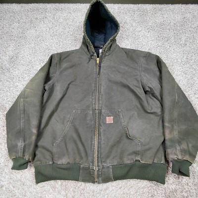 Vintage Carhartt J130 MOS Hooded Jacket Mens XL Tall XLT Moss