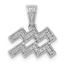 14k Gold Diamond Aquarius Zodiac Pendant PM4112