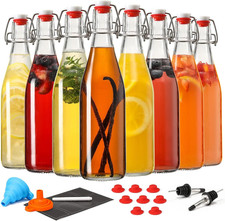 8 Set 16 OZ Swing Top Glass Bottles - Flip Top Beer Brewing Bottles with Stopper