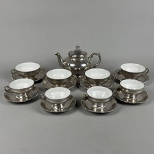 Servizio Tè Porcellana Argentata Teiera Tazzine Piatti Bavaria Seltmann Vintage