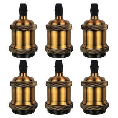 DiCUNO E26 Vintage Lamp Socket, Edison Pendant Light 6pcs, Brass 
