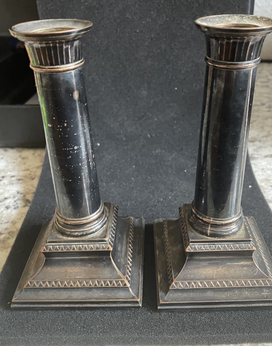 Antique English Candlestick Holders Set Of 2 6 1/2” Tall