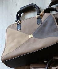 DVF Diane Von Furstenberg Studio Large Carry-On Bag/Tote Lap Top Brow/Beig Suede