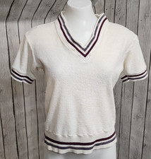 Vintage Christian Dior Loungewear Terry V-Neck Top S Unisex 70s 80s Tennis