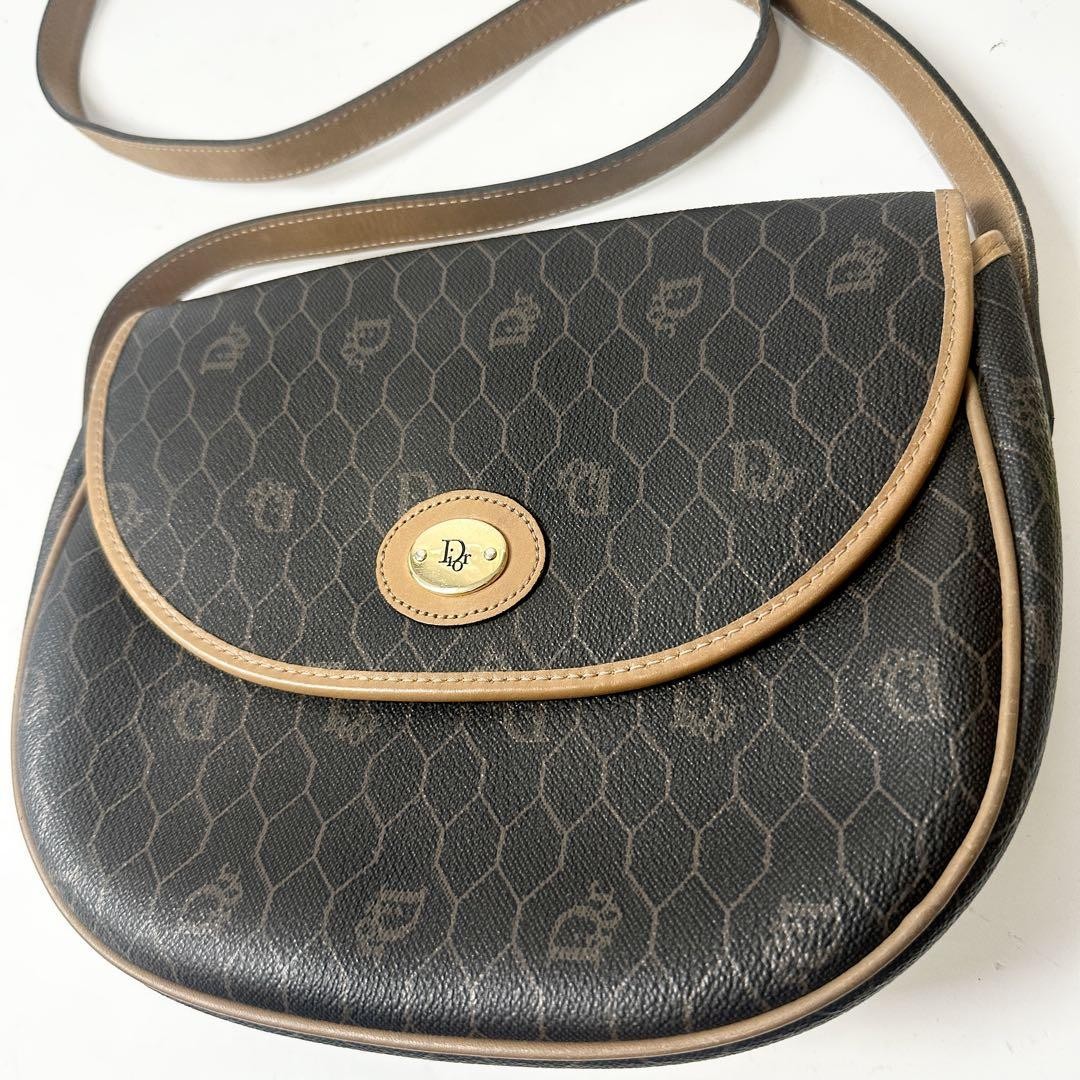 Dior Honeycomb PVC Shoulder Bag in Dark Brown Authentic Imported From Japan