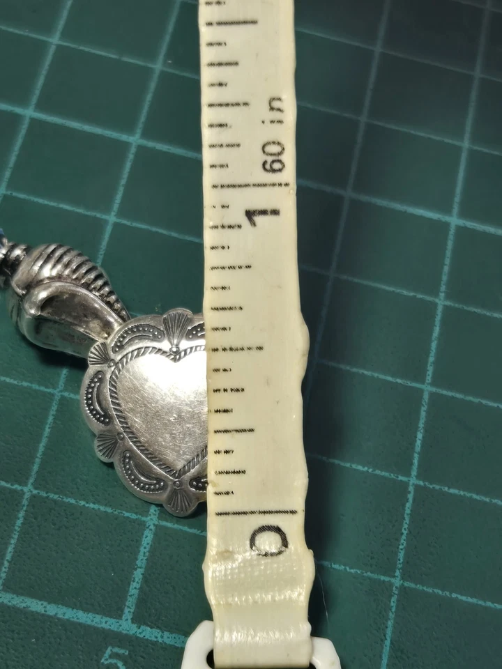 Vintage Silver Plated  Heart Charm Beads   Beaded Bracelet Costume Fashion Foto 4 de 4