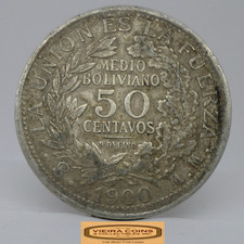 1900 Bolivia Silver 50 Centavos - #C50465NQ