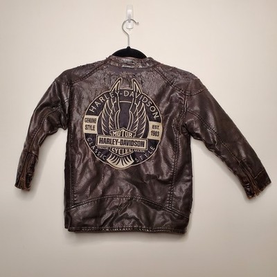 Harley Davidson Youth Faux Leather Jacket Brow Size 6 Peeling | eBay