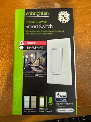 Enbrighten Z-Wave Smart Switch with QuickFit  & SimpleWire, White & Almond 46201