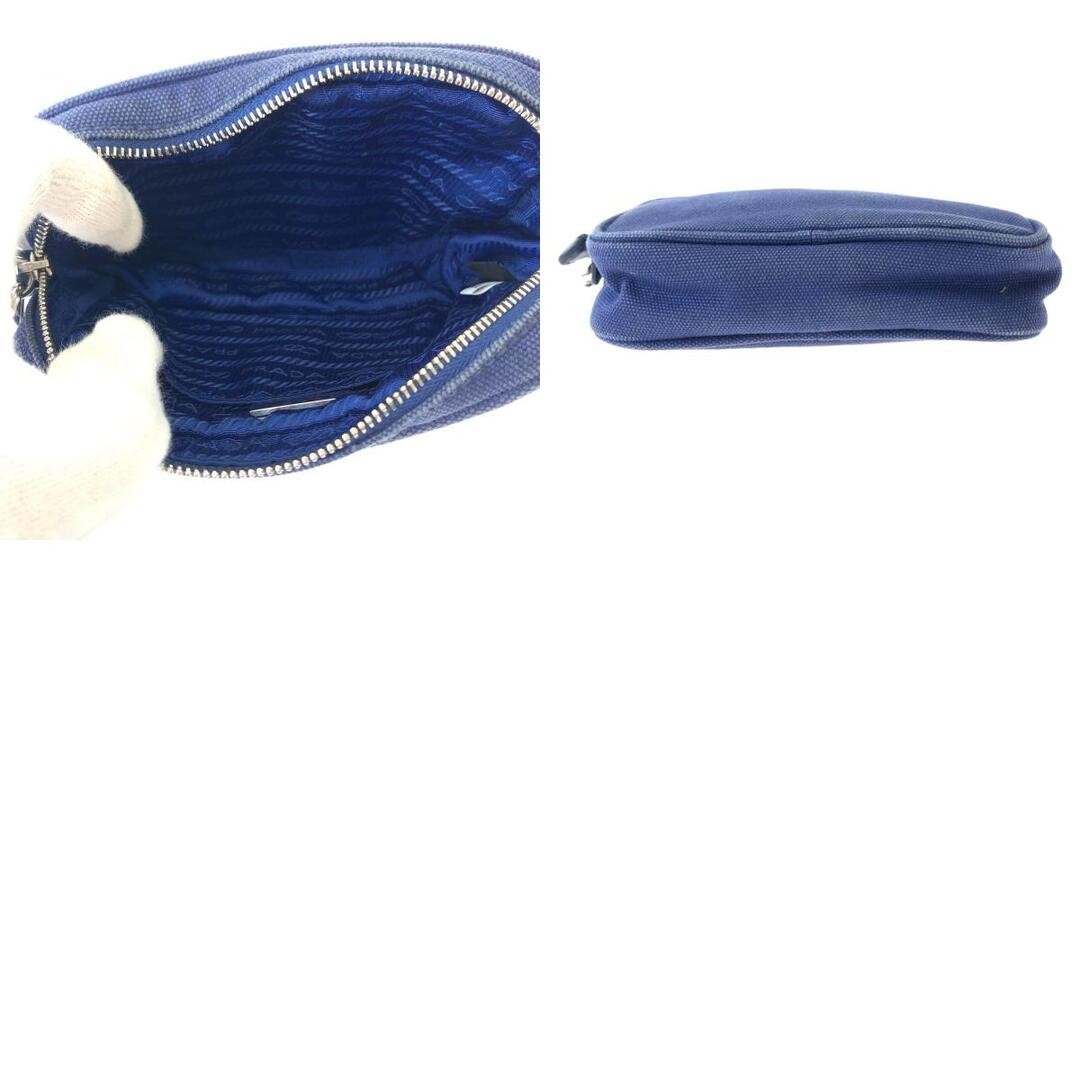 PRADA blue silver hardware canvas mini handbag accessory pouch women s 506367 Us thumbnail 4