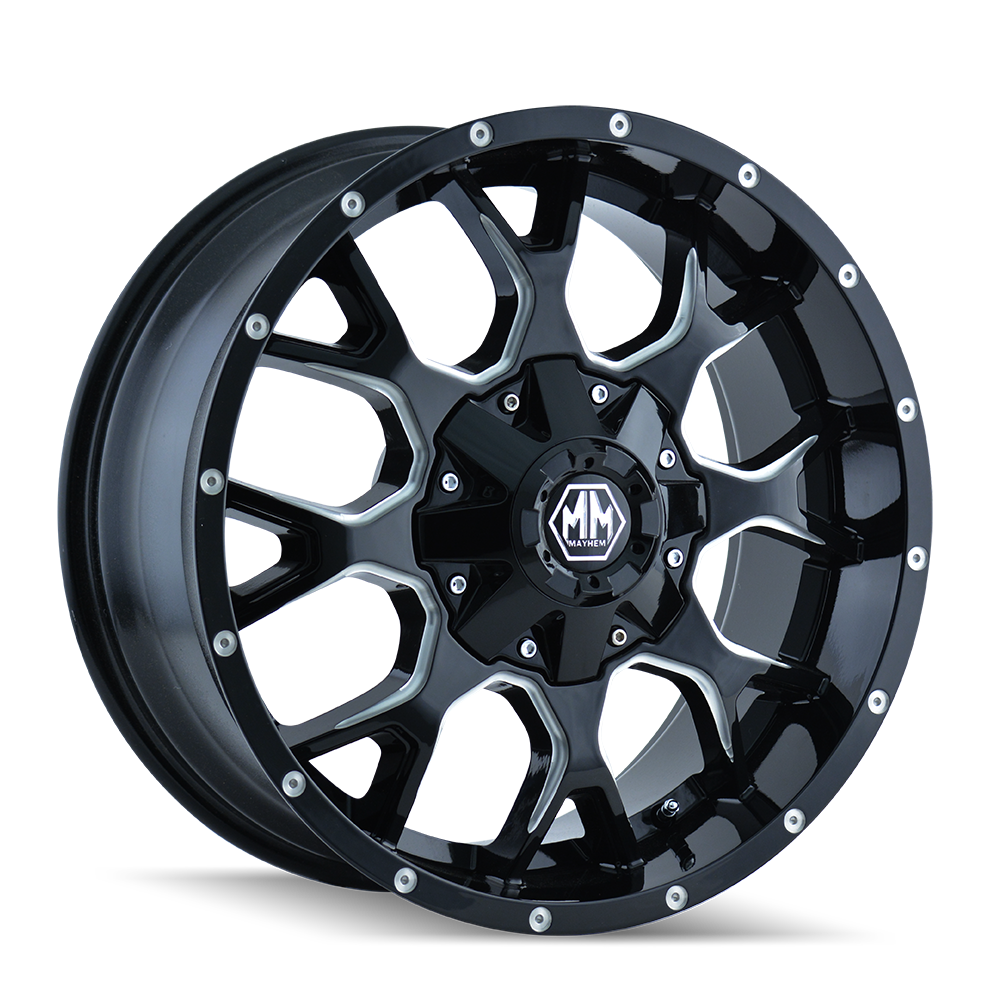 MAYHEM WARRIOR 8015 GLOSS BLACK MILLED 18X9 8-170 -12MM 125.2MM