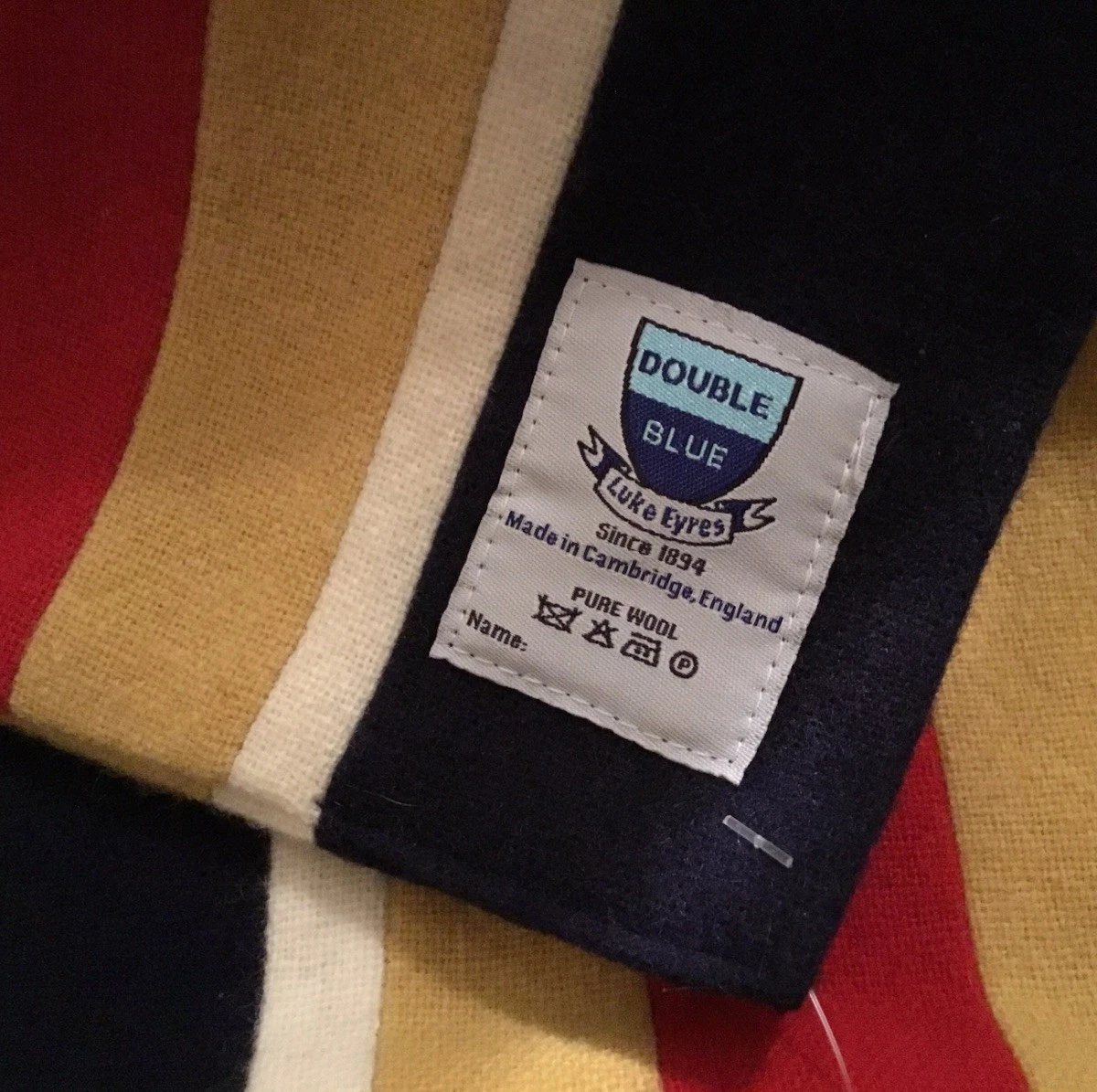 University Boat Race *Double Blue* Wool Vintage Scarf (Luke Eyres)10 X72 inch