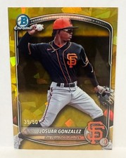 2025 BOWMAN CHROME SAPPHIRE JOSUAR GONZALEZ GOLD /50 REFRACTOR #BDC-182