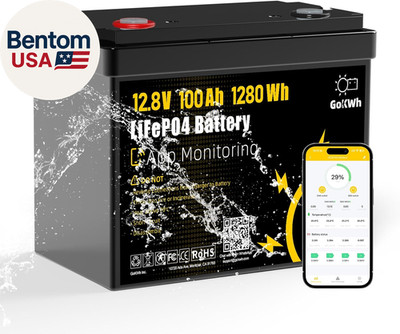 12V 100Ah Lifepo4 Marine Battery with Bluetooth APP, 1280Wh Deep Cycle Trolling 