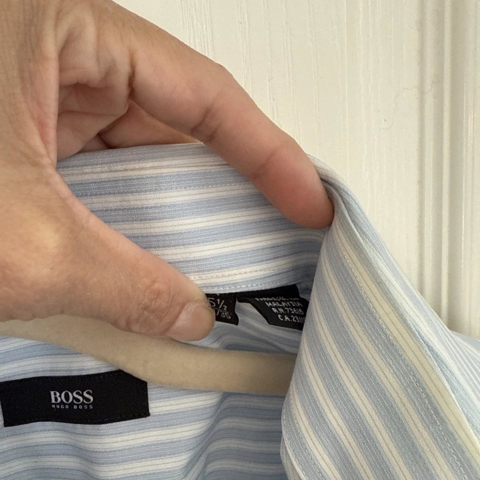 Camisa BOSS Hugo Boss Hombre 15 1/2, 34/35 Azul/Blanco Rayas Foto 3 de 4