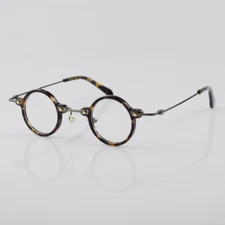 Vintage Small Round 36mm Hand Made Eyeglass Frames Acetate Full Rim Rx able