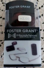 Foster Grant Folding Micro Vision Reading Glasses Gold Frame 2.00 Strength G1