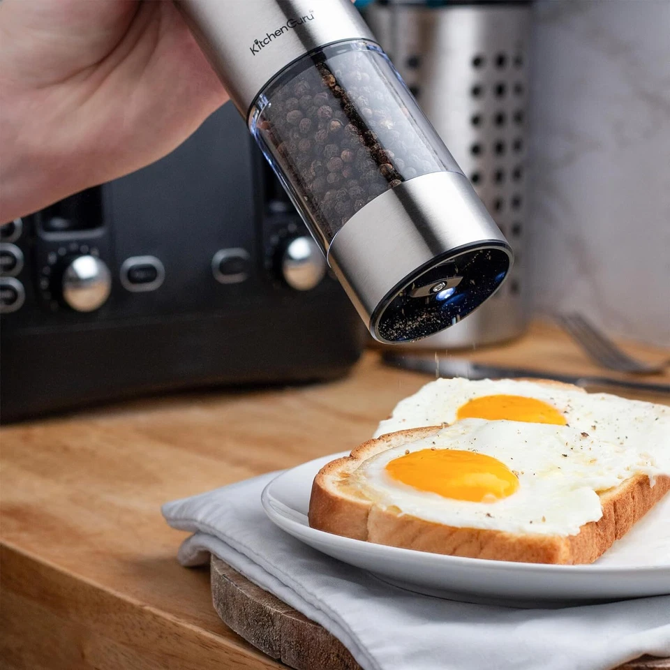 Paquete de 2 molinillos eléctricos de sal y pimienta recargables premium alimentados por litio Foto 4 de 4