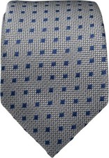 BISSE Necktie - Micro Fabric Men's Tie, Gray Square Patterned Tie, Men's Tie