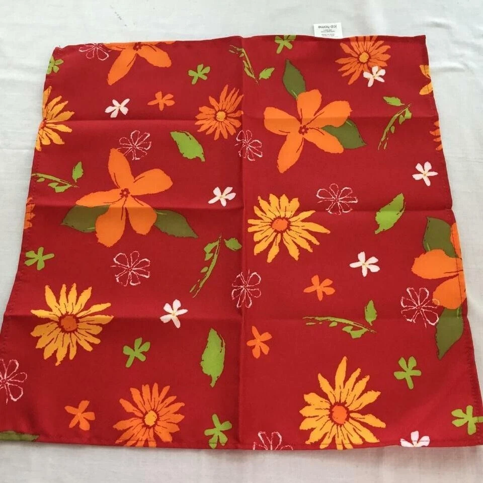 SET 4 placemats cloth napkins JC Penney Home orange yellow floral 19 x 13 - Image 4 of 4