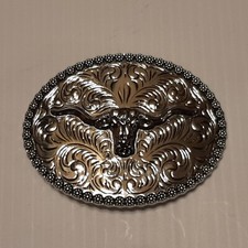 SILVER IN COLOR BULL SKULL WESTERN RODEO Metal Belt Buckle