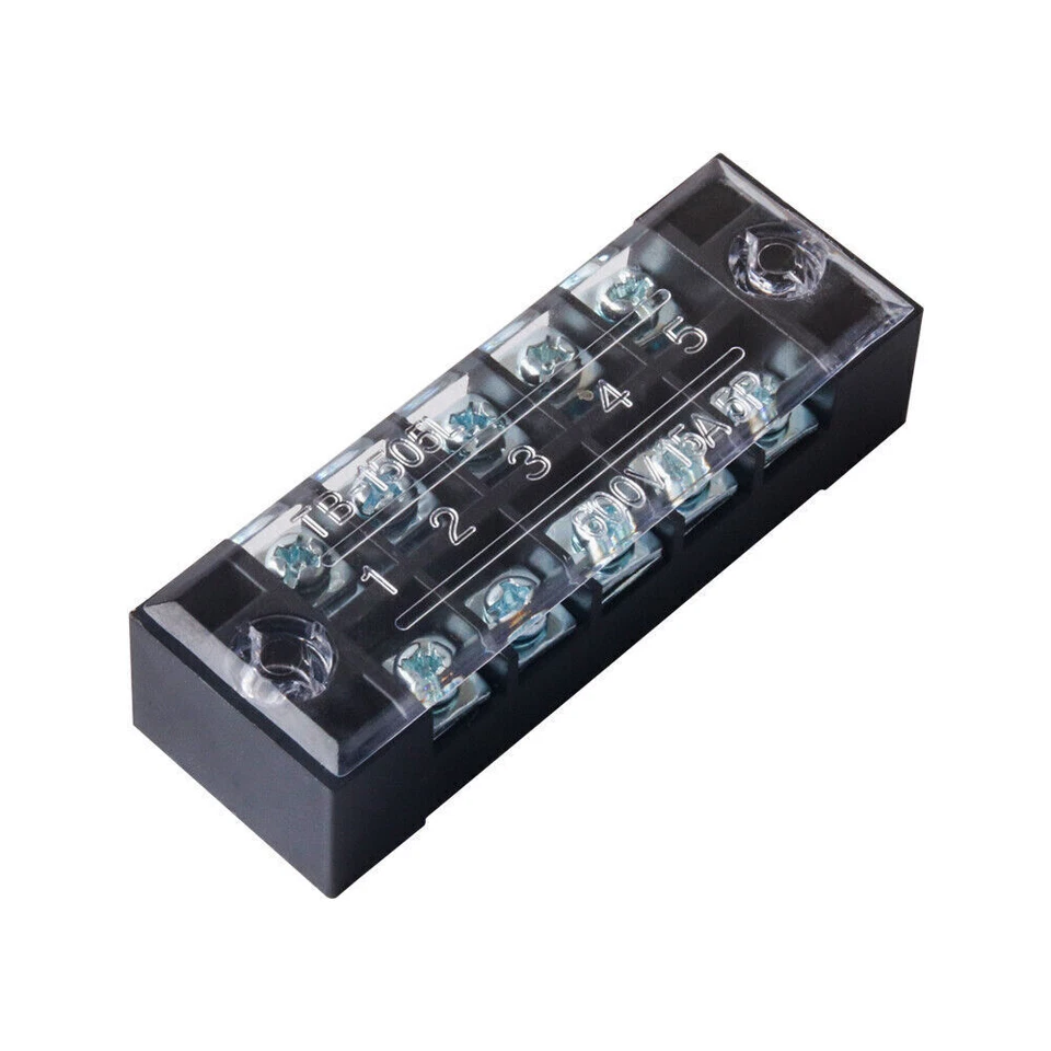 Dual Row 5 Position Screws Terminal Block Electric Barrier Strip 5Pack 600V 15A - Image 4 of 4