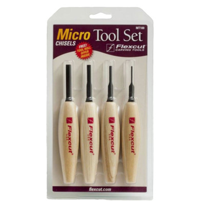 NEW! Flexcut MT100 Chisel Micro Tool Set Features Four micro chisels