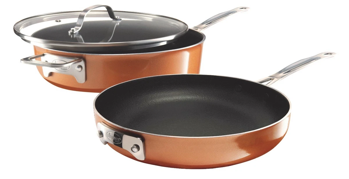 Gotham Steel Stackmaster 3 Piece Set Large Nonstick Space Saving Cookware Set