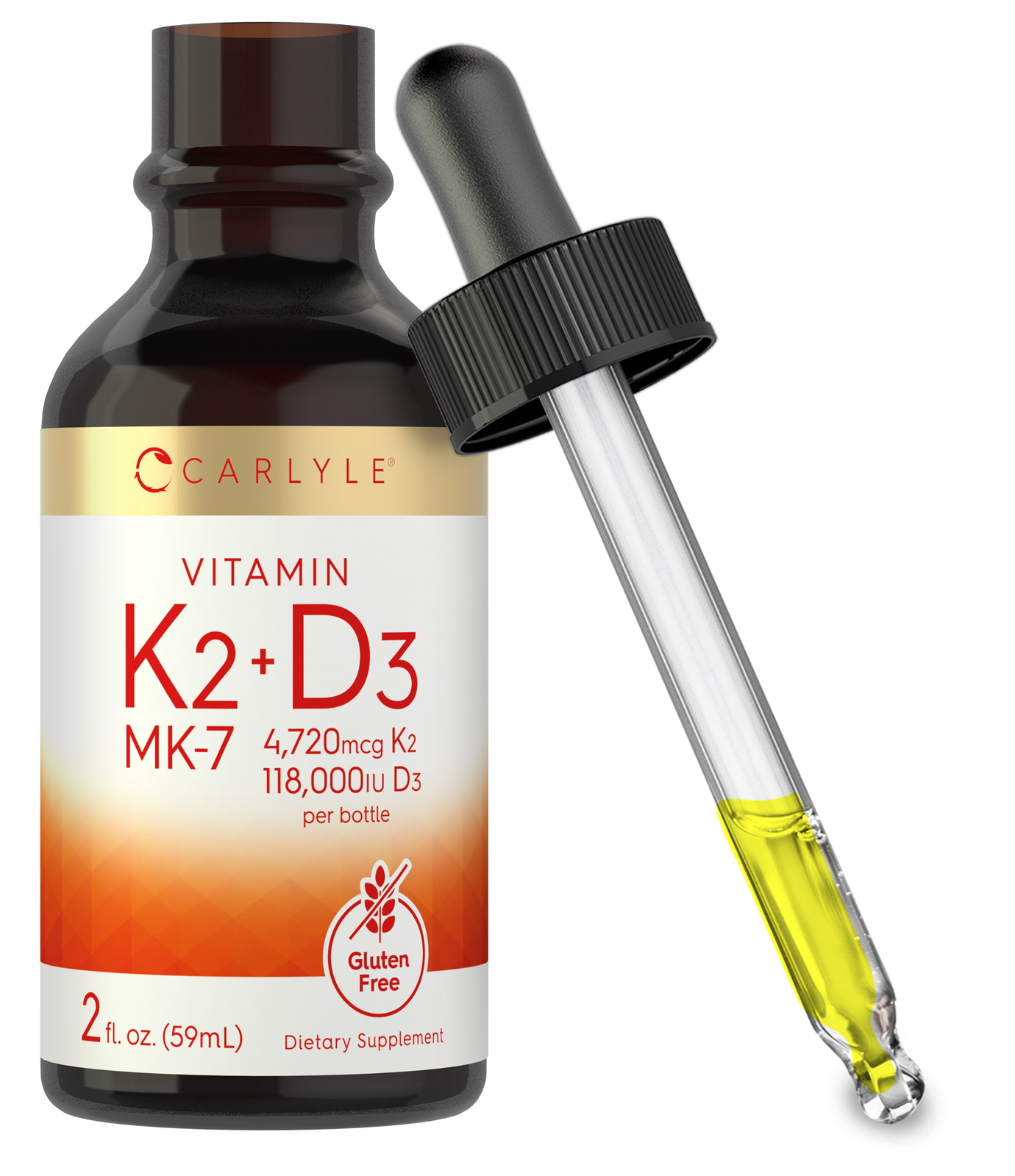 Vitamin D3 K2 MK7 Liquid Drops 2 Fl Oz Vegetarian, NonGMO by