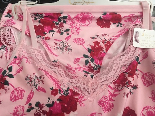 JESSICA SIMPSON Valentines Day Cami & Panty Set Pink Red Roses Sleepwear Size S - Picture 3 of 4