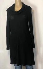 Fortune Ivy Black Stretch Cowl Neck Tunic Shirt Dress Womens Size S Casual Top