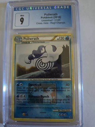 Pokemon CGC 9 MINT Poliwrath 21/95 Regional Championships Promo Holo 2010