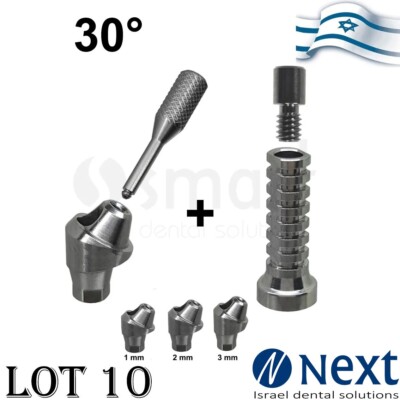 Lot x 10 Multi Unit set 30° deg Nobel Active RP4.3 t titanium sleeve 1-3 mm