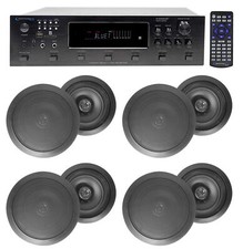 6000w 6 Zone, Home Theater Bluetooth Receiver 8 Black 8" Ceiling Speakers