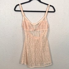 Victoria  s Secret Vintage Nude/Peach Sheer Lace Chemise size M