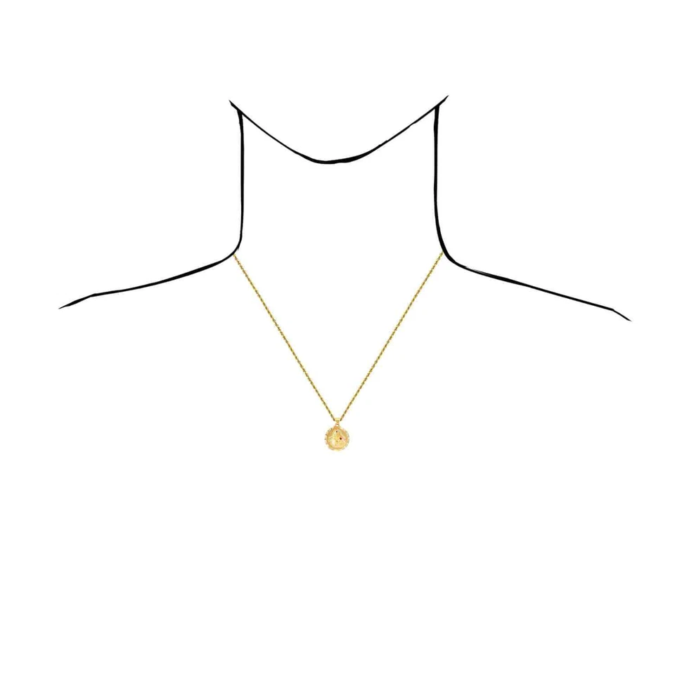 Colgante Medallón Redondo Rubí Santa Bárbara Religioso Oro Amarillo 14K 1"-1.7" Foto 4 de 4