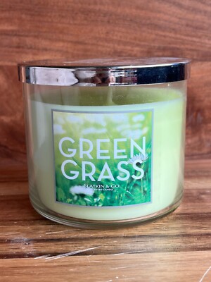 SLATKIN & CO. GREEN GRASS 3 Wick Candle NEW 14.5 oz Large 