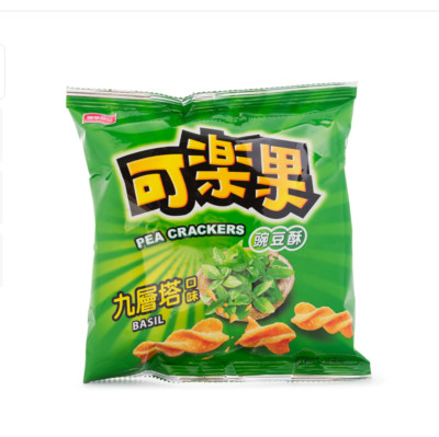 KE LE GUO Pea Crackers, Basil Flavor 48 g(pack of 4)
