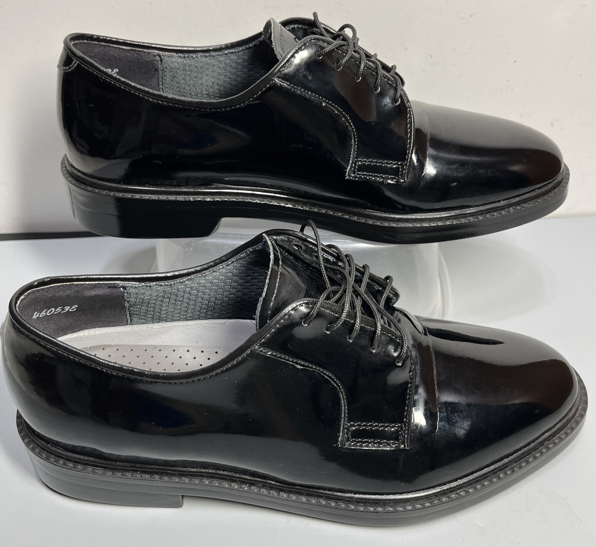 Mens Capps High Gloss Black Military Dress Shoes Vibram AirLite